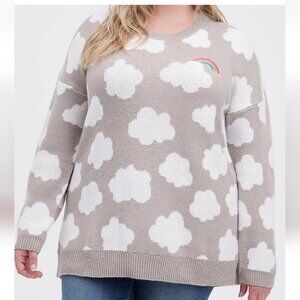 TORRID | Drop Shoulder Tunic Sweater Cloud Rainbow Gray sz 2X